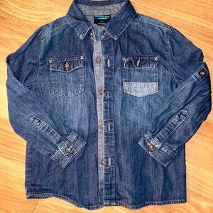 Boys OshKosh Blue Denim Button-Up Shirt Sz 5T NWOT